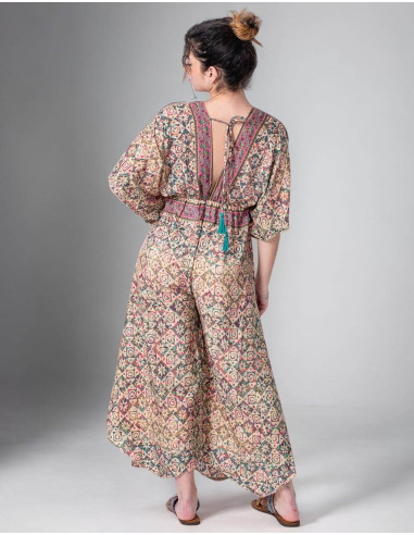Bedruckter Seidenoverall im Boho-Stil mit...