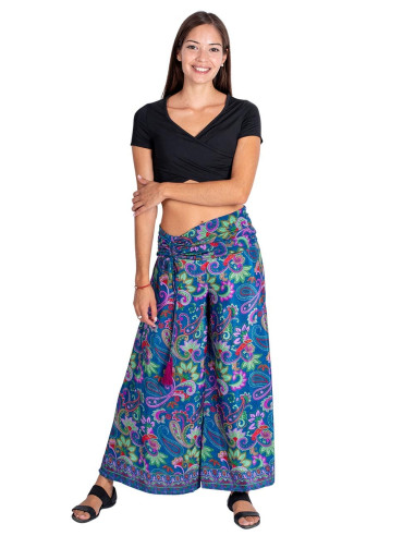 pantalon-mujer-falda-seda-azul