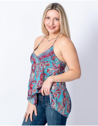 Seidenbluse mit offenem Rücken