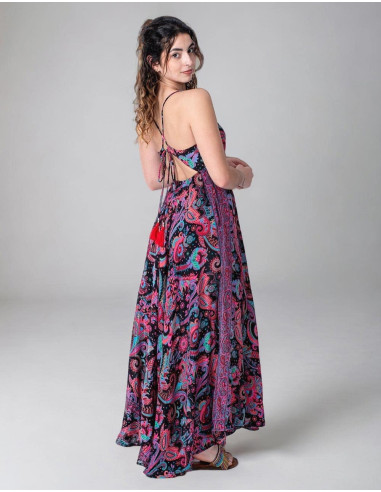 Robe Longue en Soie à Dessins Ethniques