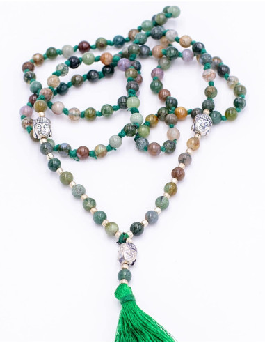 Tibetan Moss Agate Mineral Stone Rosary