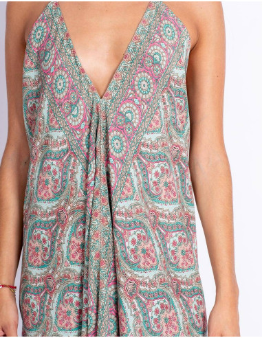 Abito senza schienale in seta stampata fresca