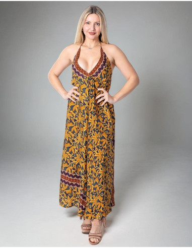 Robe longue dos nu en soie fraîche