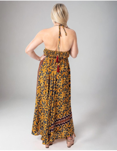 Rückenfreies langes Kleid aus frischer Seide