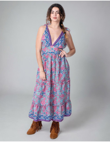 Robe en soie imprimée de fleurs fraîches