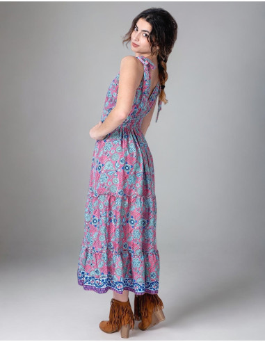 Fresh Flower Printed Silk Dress