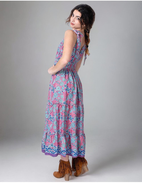 Fresh Flower Printed Silk Dress