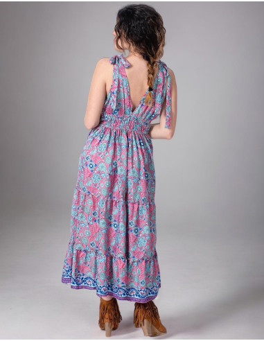Robe en soie imprimée de fleurs fraîches