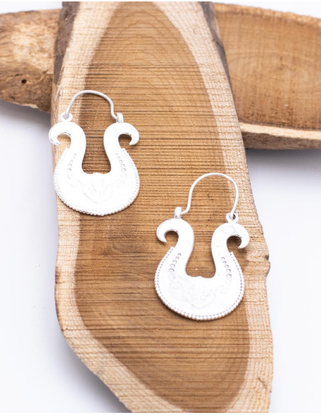 Handmade Earrings in the Shape of a Hand Harp in Brass