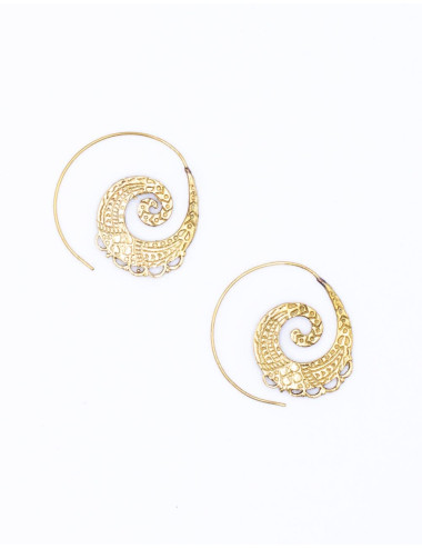 Flat Carved Gold Earrings 2