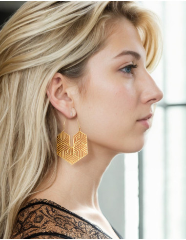 Boucles d'oreilles Ruche Dorée