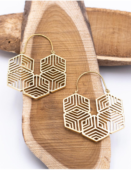 Boucles d'oreilles Ruche Dorée