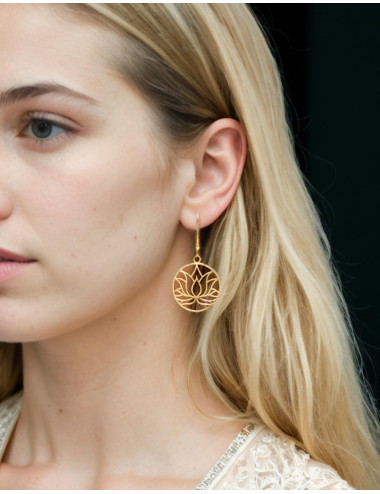 Boucles D'oreilles Ethniques Fleur De Lotus