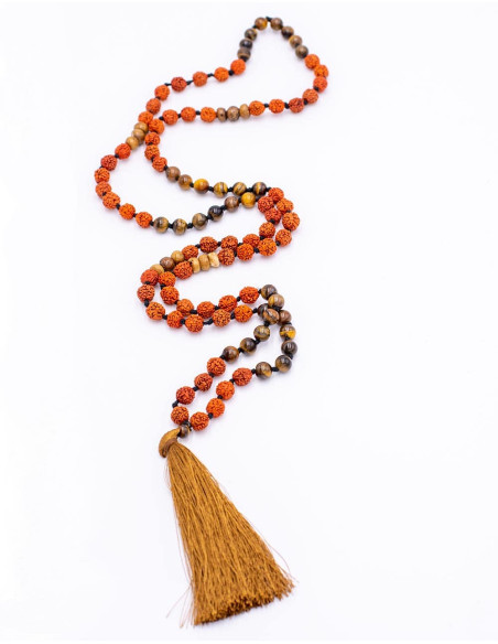 Tibetisches Mala-Tigerauge und Rudraksha