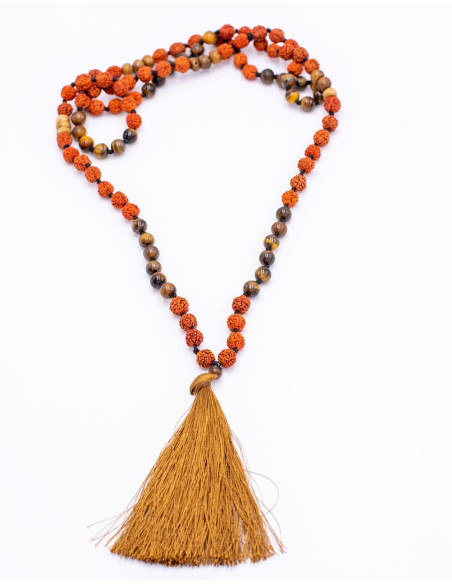 Olho de Tigre Mala Tibetano e Rudraksha