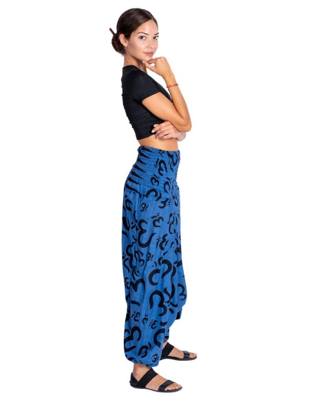 Pantaloni afghani stile hippie in cotone blu