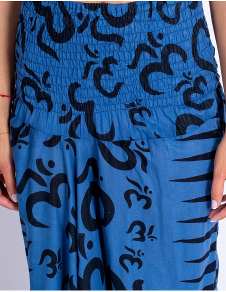 Sarouel style hippie en coton bleu