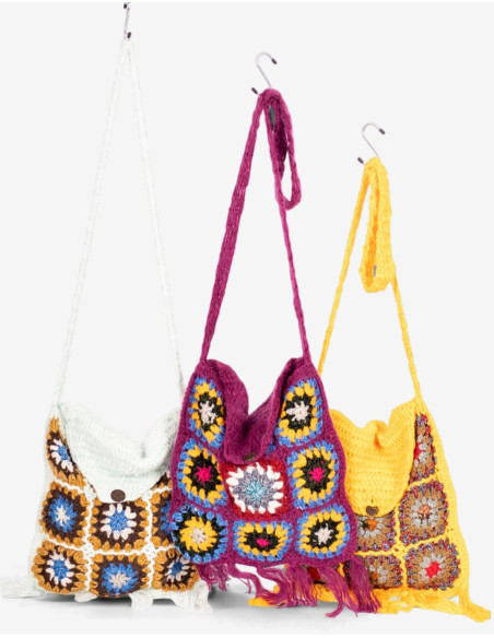 Borsa a tracolla unica fatta a mano: moda etnica indiana con frange multicolori
