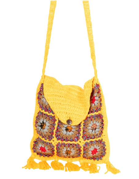 Bolsa transversal exclusiva feita à mão: moda étnica indiana com franjas multicoloridas