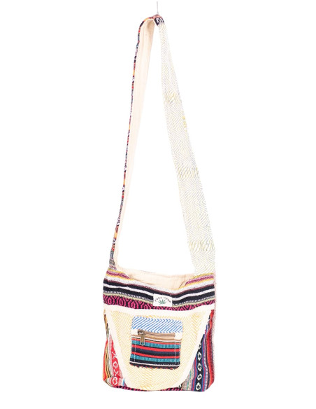 Bolsa crossbody de cânhamo unissex estilo hippie – natural e muito elegante