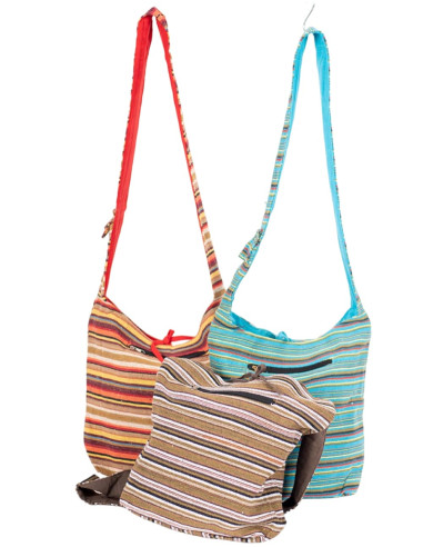 Striped Hippie Style Crossbody Bag - Vibrant Colors and Bohemian Spirit