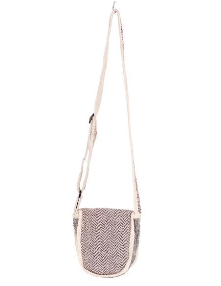 Unique Hemp Crossbody Bag: Indian Craftsmanship, Colorful Detailing and Multiple Pockets