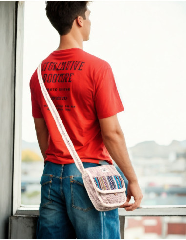 Bolsa Crossbody Unissex de Cânhamo com Aba - Simplicidade e Estilo Natural