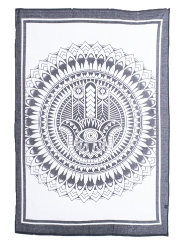 Hamsa-Handteppich in Schwarz und Weiß – Schutz...