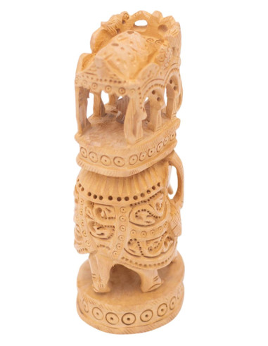 Statue d'éléphant sculptée en bois avec autel -...