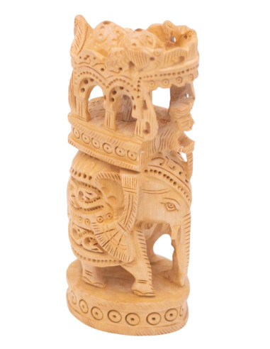 Statue d'éléphant sculptée en bois avec autel -...