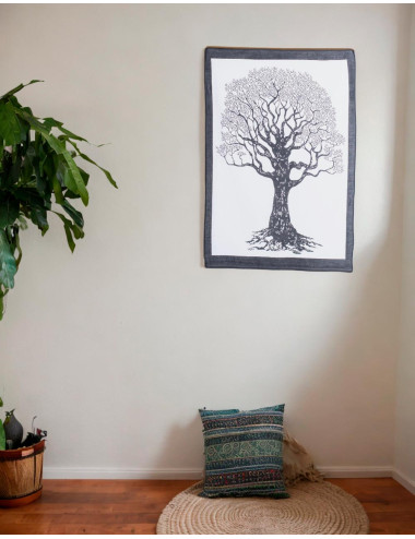 Baum-Wandteppich in Schwarz...