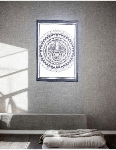 Black and White Hamsa Hand Tapestry - Protection and Bohemian Style