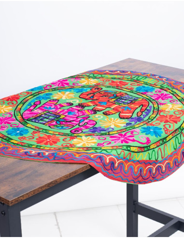 copy of RTZ0008 - Toalha de Mesa ou Centro de Mesa Bordada Artesanal de Origem Indiana