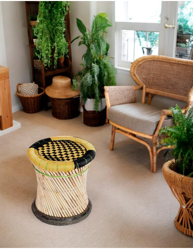Woven Bamboo Stool - Handcrafted in India - 40cm High