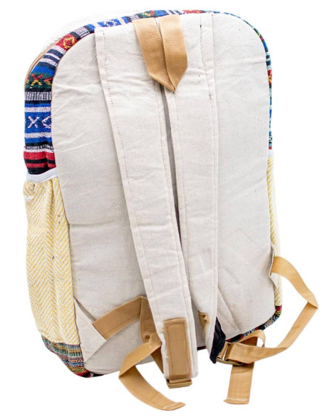 Sac à dos unisexe en chanvre ethnique : artisanat indien authentique avec un design de Bouddha unique
