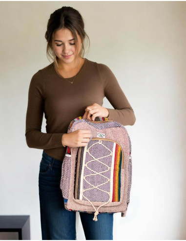 Ethnic Fashion: Kimago Unisex Hemp Backpack - Unique and Versatile Indian Crafts