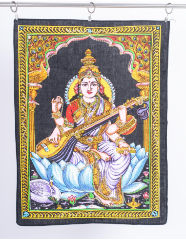 Tapisserie indienne artisanale Saraswati -...