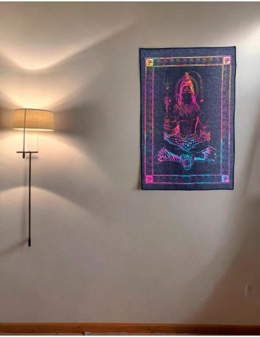 Shiva Fluor Wandteppich – authentische indische ethnische Kunst, 100 % Baumwolle