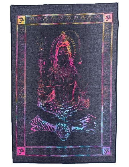 Tapisserie Shiva Fluor - Art ethnique indien authentique 100 % coton