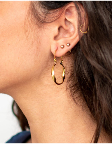 Handcrafted Golden Brass Earrings – Unique and...