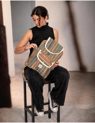 Zaino unisex Kimago : autentico artigianato indiano in canapa, multifunzionale e regolabile