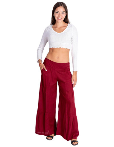 Burgunderrote lange Hose – Bohemian Style mit...