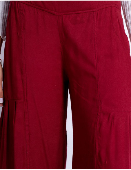 Burgunderrote lange Hose – Bohemian Style mit indischer Essenz