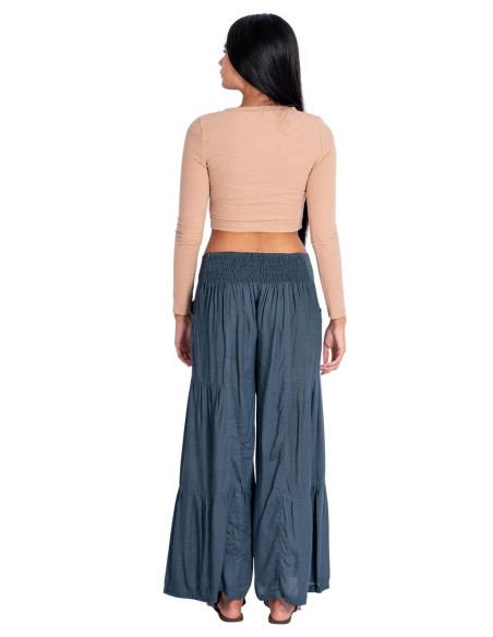 Kimago Graue Lange Hose – Bohemian Eleganz mit einem Hauch Handarbeit