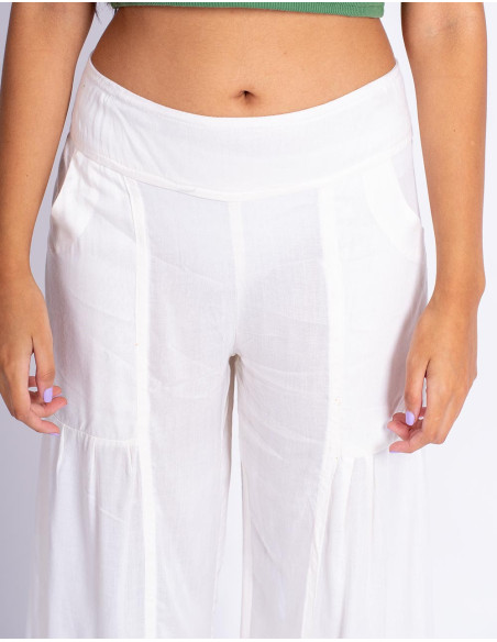 Pantalon long Kimago Off-White – Bohème, doux et fait main