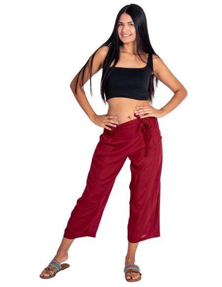 Pantaloni capri bordeaux – Stile bohémien di ispirazione indiana