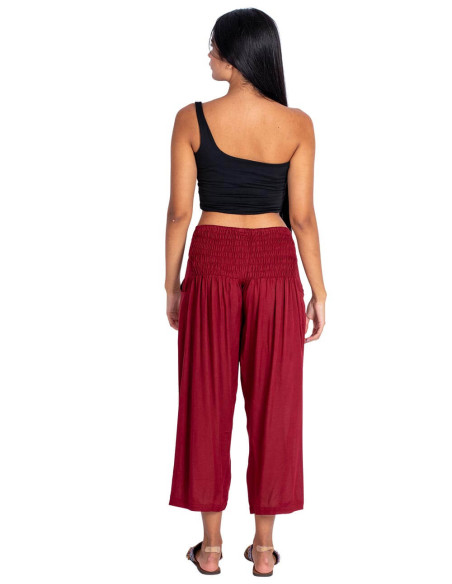 Burgunderfarbene Caprihose – Bohemian Style mit indischer Inspiration