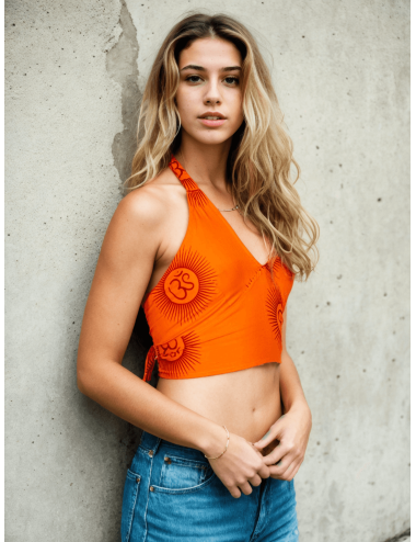 Orange crop top with...