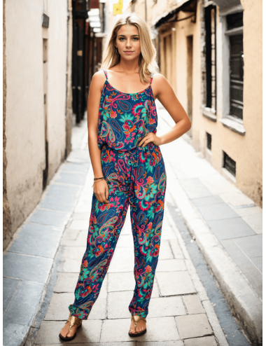 Blue silk jumpsuit with...