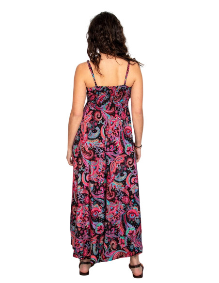 Abito lungo con stampa paisley e scollo a V – ispirazione etnica indiana